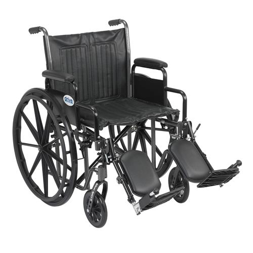 Drive Medical Silver Sport 2 Wheelchair, Detachable Desk Arms, Elevating Leg Rests, 20 inches Seat - 1 ea
