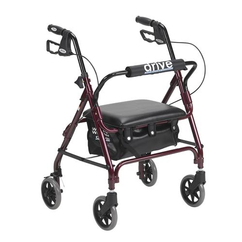 Drive Medical Junior Rollator with Padded Seat, Red - 1 ea