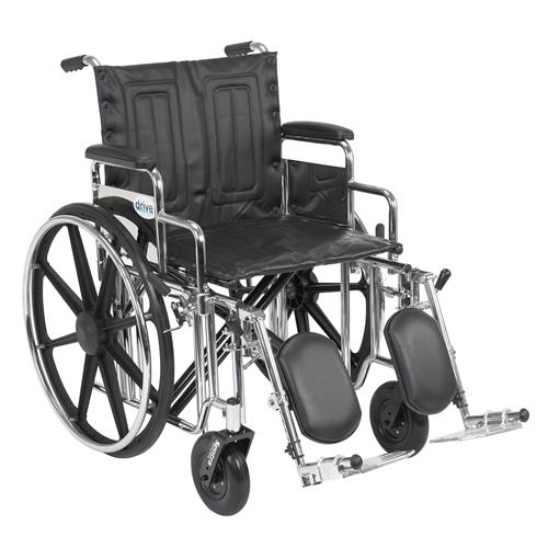 Drive Medical Sentra Extra Heavy Duty Wheelchair, Detachable Desk Arms, Elevating Leg Rests, 20 inches Seat - 1 ea