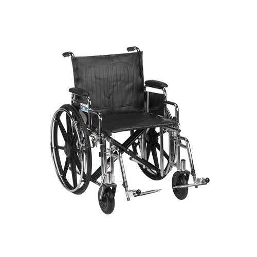 Drive Medical Sentra Extra Heavy Duty Wheelchair, Detachable Desk Arms, Swing away Footrests, 20 inches Seat - 1 ea