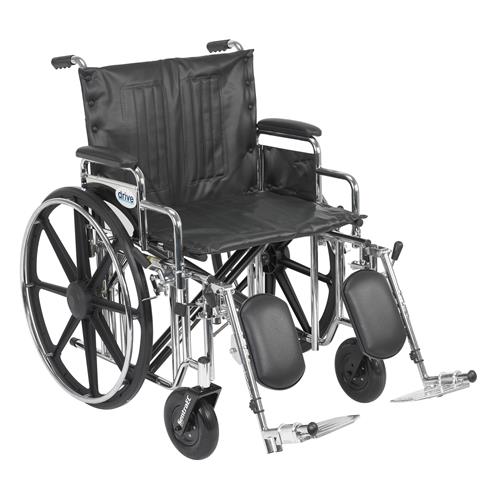 Drive Medical Sentra Extra Heavy Duty Wheelchair, Detachable Desk Arms, Elevating Leg Rests, 22 inches Seat - 1 ea