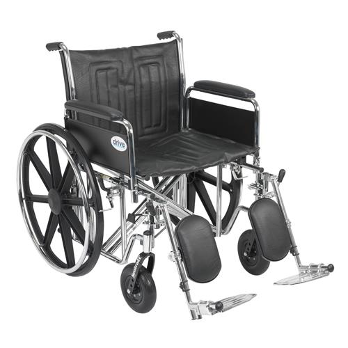 Drive Medical Sentra EC Heavy Duty Wheelchair, Detachable Full Arms, Elevating Leg Rests, 22 inches Seat - 1 ea