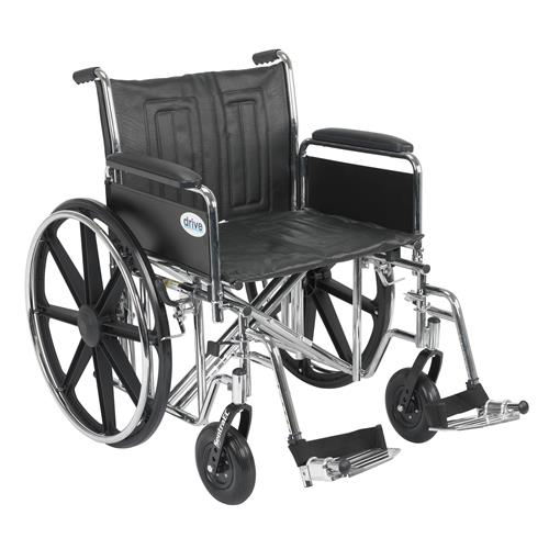 Drive Medical Sentra EC Heavy Duty Wheelchair, Detachable Full Arms, Swing away Footrests, 22 inches Seat - 1 ea