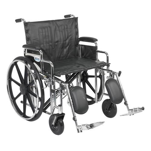Drive Medical Sentra Extra Heavy Duty Wheelchair, Detachable Desk Arms, Elevating Leg Rests, 24 inchesSeat - 1 ea