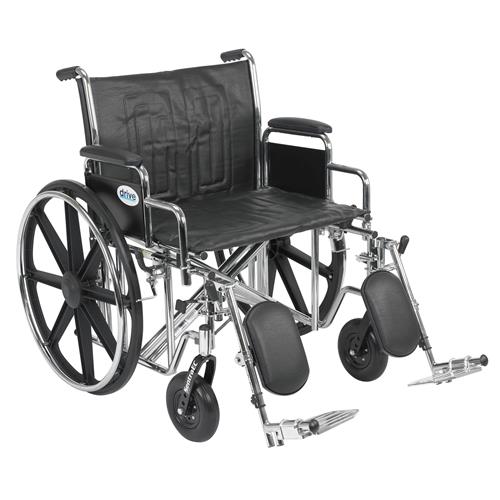 Drive Medical Sentra EC Heavy Duty Wheelchair, Detachable Desk Arms, Elevating Leg Rests, 24 inchesSeat - 1 ea