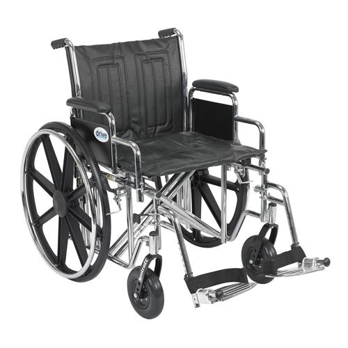 Drive Medical Sentra EC Heavy Duty Wheelchair, Detachable Desk Arms, Swing away Footrests, 20 inches Seat - 1 ea