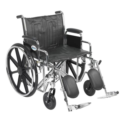 Drive Medical Sentra EC Heavy Duty Wheelchair, Detachable Desk Arms, Elevating Leg Rests, 22 inches Seat - 1 ea