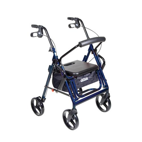 Drive Medical Duet Dual Function Transport Wheelchair Walker Rollator, Blue - 1 ea