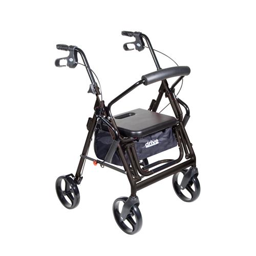 Drive Medical Duet Dual Function Transport Wheelchair Walker Rollator, Black - 1 ea