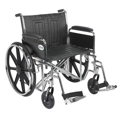 Drive Medical Sentra EC Heavy Duty Wheelchair, Detachable Full Arms, Swing away Footrests, 24 inches Seat - 1 ea