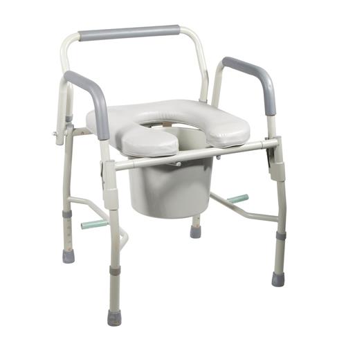 Drive Medical Steel Drop Arm Bedside Commode with Padded Seat and Arms - 1 ea