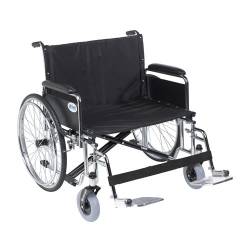 Drive Medical Sentra EC Heavy Duty Extra Wide Wheelchair, Detachable Full Arms, Swing away Footrests, 28 inches Seat - 1 ea