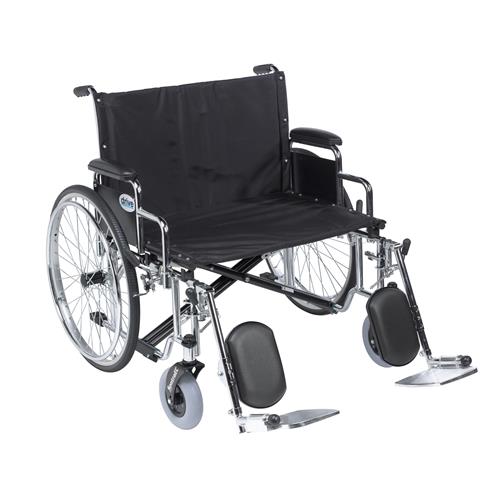 Drive Medical Sentra EC Heavy Duty Extra Wide Wheelchair, Detachable Desk Arms, Elevating Leg Rests, 26 inches Seat - 1 ea