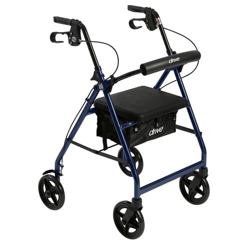Drive Medical Aluminum Rollator with Fold Up and Removable Back Support and Padded Seat, Blue - 1 ea