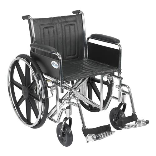 Drive Medical Sentra EC Heavy Duty Wheelchair, Detachable Full Arms, Swing away Footrests, 20 inches Seat - 1 ea