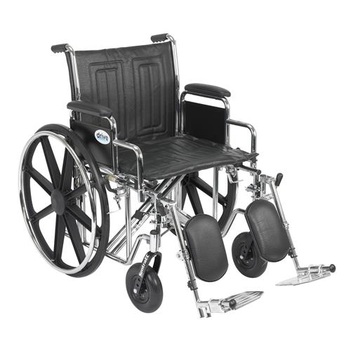 Drive Medical Sentra EC Heavy Duty Wheelchair, Detachable Desk Arms, Elevating Leg Rests, 20 inches Seat - 1 ea