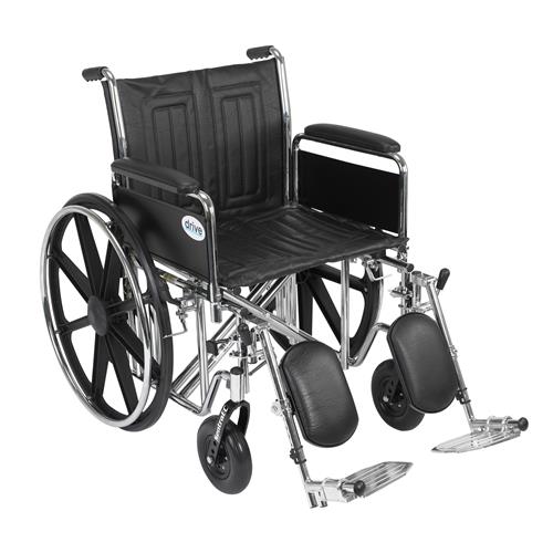 Drive Medical Sentra EC Heavy Duty Wheelchair, Detachable Full Arms, Elevating Leg Rests, 20 inches Seat - 1 ea