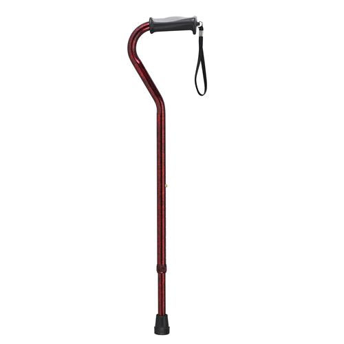 Drive Medical Adjustable Height Offset Handle Cane with Gel Hand Grip, Red Crackle - 1 ea