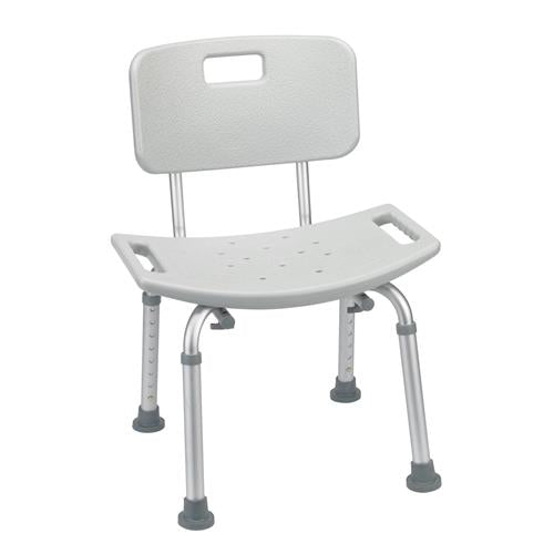 Drive Medical Bathroom Safety Shower Tub Bench Chair with Back, Gray - 1 ea