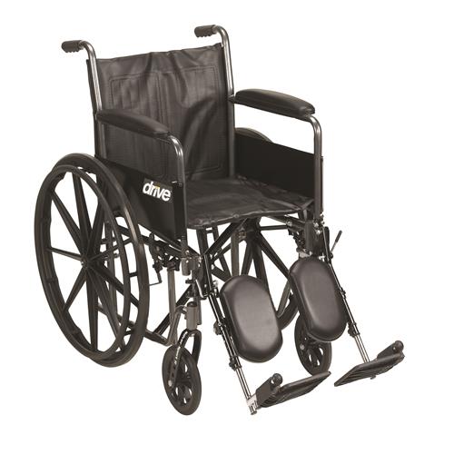 Drive Medical Silver Sport 2 Wheelchair, Detachable Full Arms, Elevating Leg Rests, 20 inches Seat - 1 ea