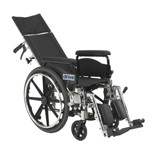 Drive Medical Viper Plus GT Full Reclining Wheelchair, Detachable Desk Arms, 16 inches Seat - 1 ea