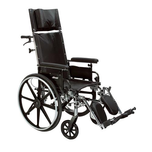 Drive Medical Viper Plus GT Full Reclining Wheelchair, Detachable Full Arms, 16" Seat - 1 ea