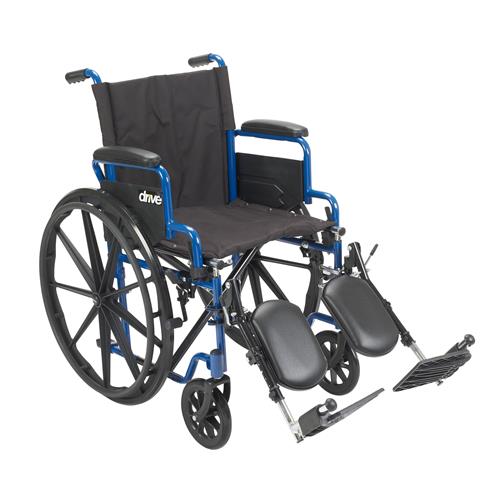 Drive Medical Blue Streak Wheelchair with Flip Back Desk Arms, Elevating Leg Rests, 20 inches Seat - 1 ea