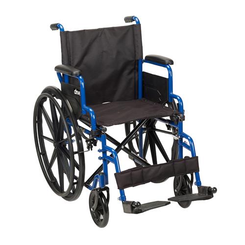 Drive Medical Blue Streak Wheelchair with Flip Back Desk Arms, Swing Away Footrests, 16 inches Seat - 1 ea