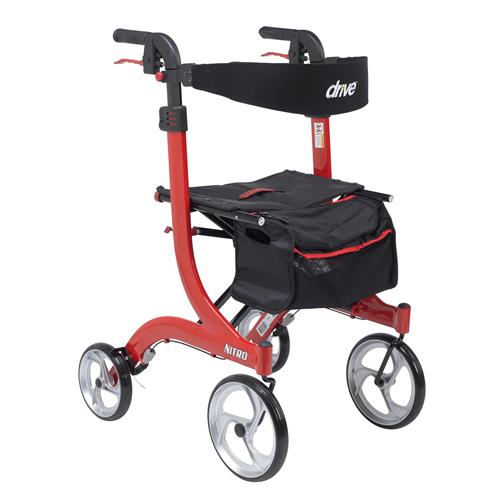 Drive Medical Nitro Euro Style Walker Rollator, Tall, Red - 1 ea