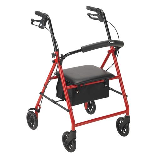 Drive Medical Rollator with 6 inches Wheels, Red - 1 ea