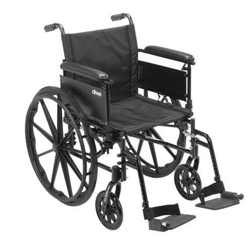 Drive Medical Cruiser X4 Lightweight Dual Axle Wheelchair with Adjustable Detachable Arms, Full Arms, Swing Away Footrests, 18 inches Seat - 1 ea