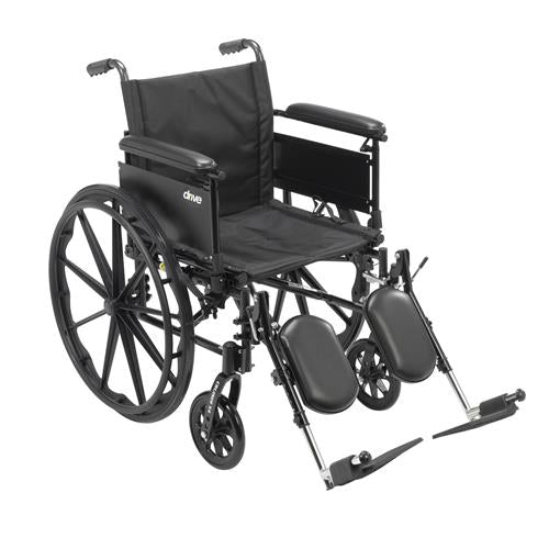 Drive Medical Cruiser X4 Lightweight Dual Axle Wheelchair with Adjustable Detachable Arms, Full Arms, Elevating Leg Rests, 20 inches Seat - 1 ea