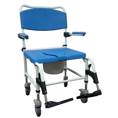 Drive Medical Aluminum Bariatric Rehab Shower Commode Chair with Two Rear-Locking Casters - 1 ea